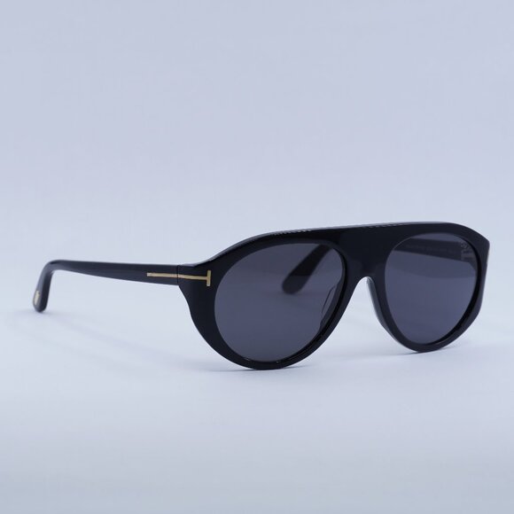 Tom Ford Rex-02 FT1001 01A Sunglasses Black Aviator Frame, Smoke Lenses - Picture 1 of 10